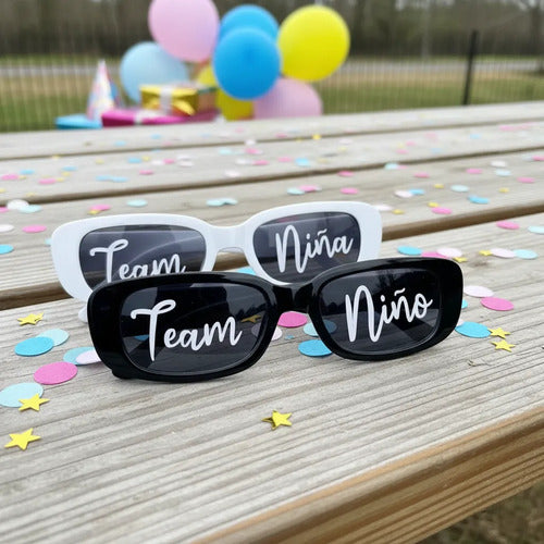 Gafas Personalizadas Revelación De Genero X 2 Unidades Negro Y Blanco Personalizada