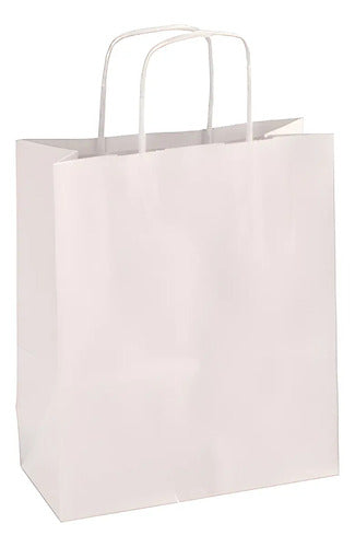 Bolsa Papel Blanco Con Manija 90gr 16x20x8 Cm X 12 Pcs Blanco Manija