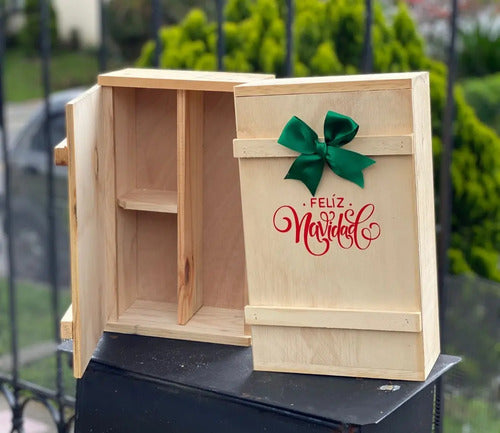 Caja De Madera Para Regalo Ancheta Navidad 34x20x10cm
