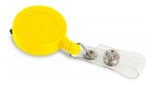 Yoyo Retráctil Porta Carnet Amarillo  X 12 Unidades