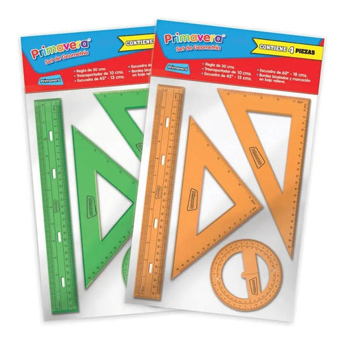 Set De Geometría Rigido X 4 Piezas Marca Primavera