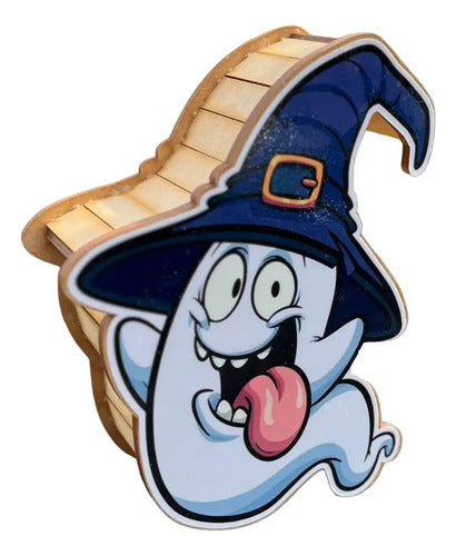 Caja Decorativa En Forma Fantasma Loco Halloween 21x16x6cm  Mdf Fantasma