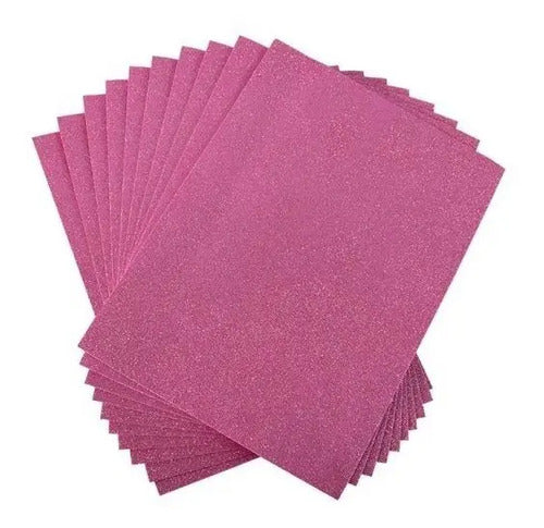 Fomi Foami Escarchado 1/8 Rosado X 10 Unidades