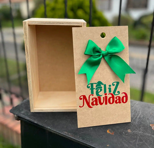 Caja Tapa Corrediza Madera Regalo Navidad 25x15x9.5 Cm Madera