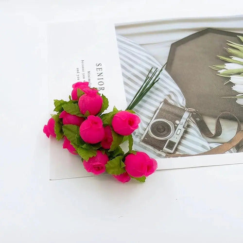 Mini Ramo X 12 Rosas Artificiales Pequeñas Decoración