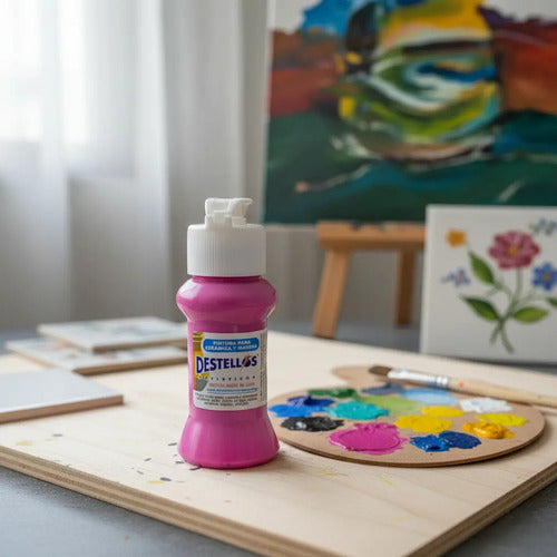 Pintura Cerámica Y Madera Destellos Color Magenta