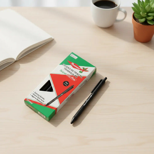 Boligrafo Retractil Triangular Penmax Gel X 12 Unidades Negro