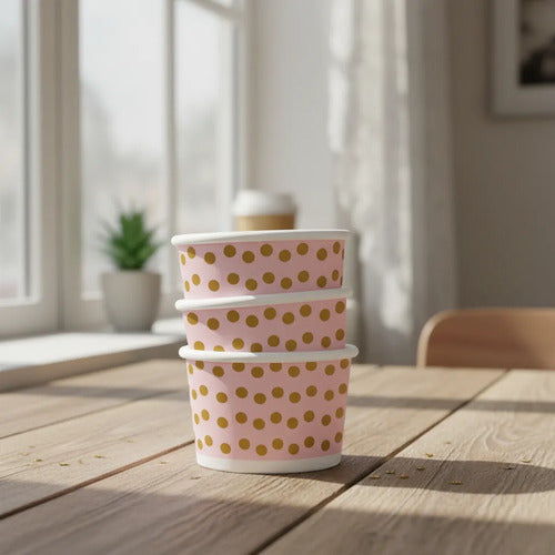 Vaso Desechable Ecológico Cartón Helado 6 Oz X 50 Unidades Rosa