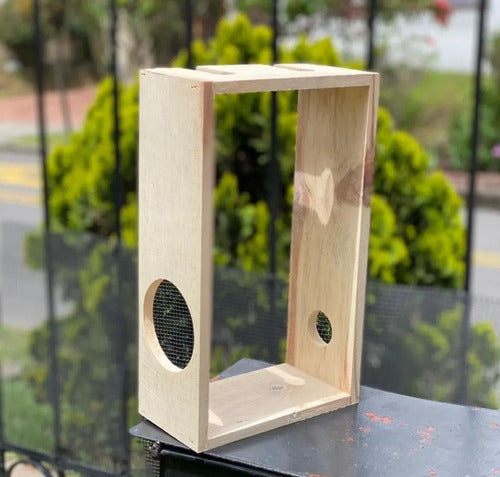 Base Decorativa Soporte Vino Y Copa Para Regalo 34x20x10 Cm  Madera