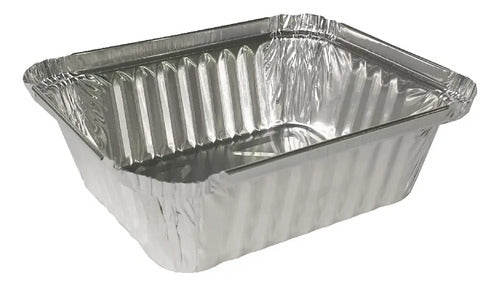 Recipiente Aluminio Molde Lasaña Con Tapa 450ml -x 40 Pcs Plateado
