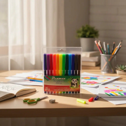 Plumones Para Colorear Penmax  12 Colores Surtido