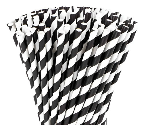 Pitillo Papel Diámetro 8mm X Largo 19.7cm Negro - 100 Pcs Negro