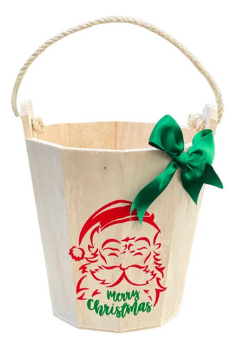 Balde De Madera Para Regalo Ancheta Navidad 20x20cm  Madera