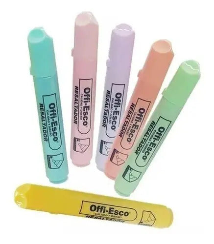 Resaltador Offi Esco Oe- 540 Estuche X 6 Colores Pastel