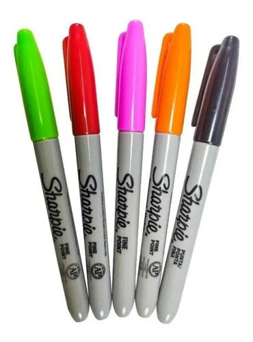 Sharpie Permanente Punta Fina X 5 Colores Surtidos