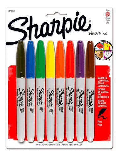 Marcador Sharpie Punta Fina X 8 Colores