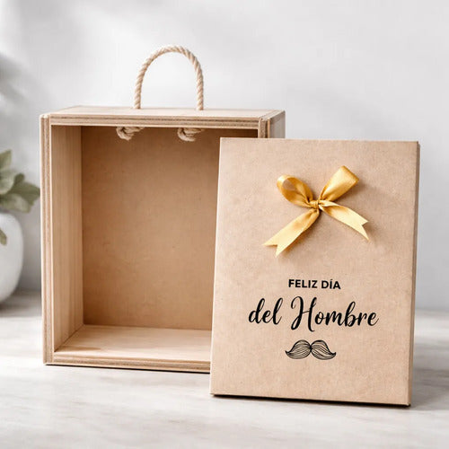 Caja Tapa Corrediza Madera Regalo Dia Del Hombre 28x24x9 Cm Madera Día Del Hombre