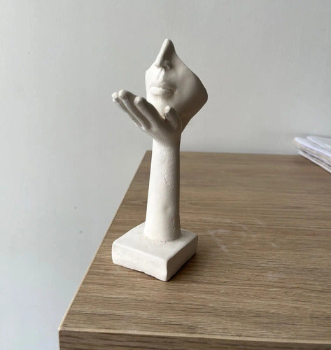 Rostro Decorativo Cerámica En Crudo 17x5x5cm Blanco