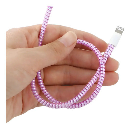 Protector Espiral Cable De 1 Metro Cargador Celular Tornasol Tornasol
