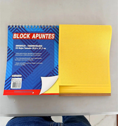 Block Apuntes Argollado Cuadros X 50 Hojas - 6 Unidades