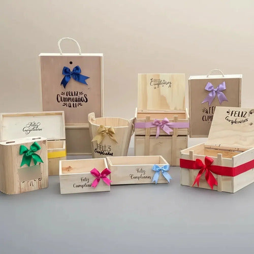 Cajas En  Madera Para Regalo De Feliz Cumpleaños