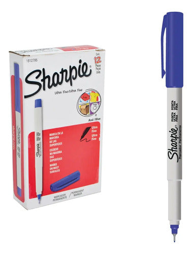 Micropunta Sharpie Ultrafino Azul Caja X 12 Unidades