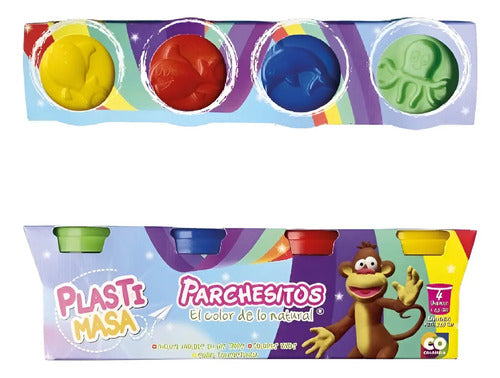 Plastimasa Parchesitos 65gr C/u X 4 Colores Surtido