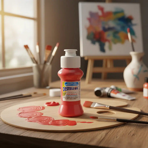 Pintura Cerámica Y Madera Destellos Color Rojo Primario