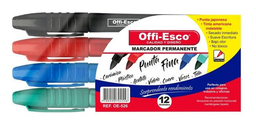 Marcador Permanente Offi-esco Punta Fina Oe-526 Estuche X 12