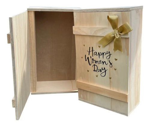 Caja Vino Madera Para Regalo Dia De La Mujer  34x20x10 Cm Madera Día De La Mujer
