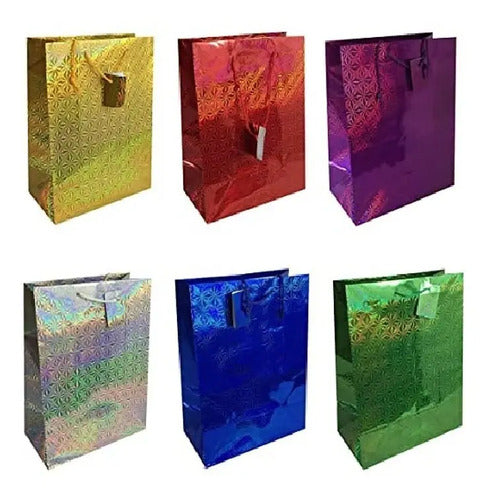 Bolsa Regalo Metalizada Colores  45x32 Cm X 12 Unidades