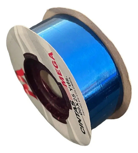 Cinta Decorativa Papel Azul Metalizada 3cm X 23 Metros
