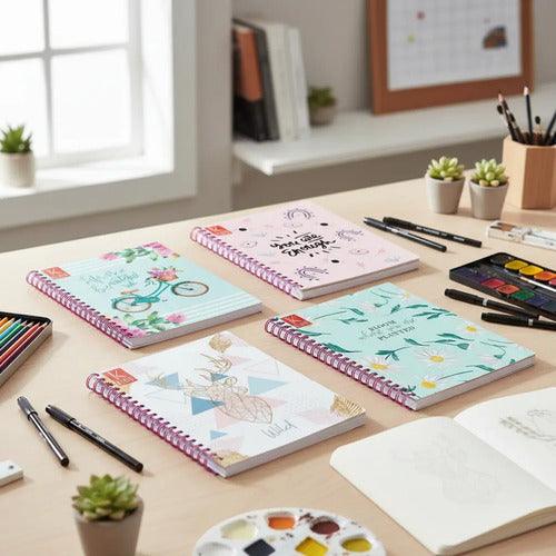 Cuaderno 5 Materias Pequeño Argollado Mujer 150 Hojas