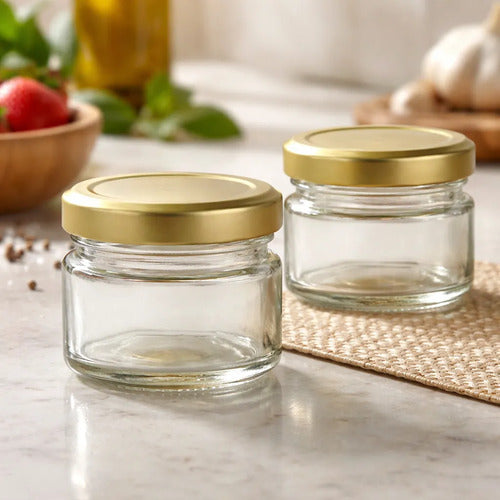 Frasco De Vidrio Pequeño Conservas 30 Ml X 6 Unidades  Dorado