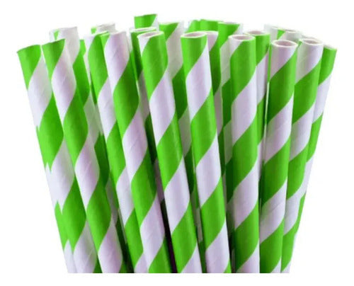 Pitillo Papel Diámetro 8mm X Largo 20cm Verde - 200 Pcs Verde