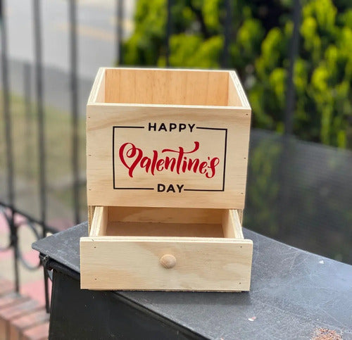 Caja De Madera Para Regalo Ancheta San Valentín 20x20x18 Cm Madera