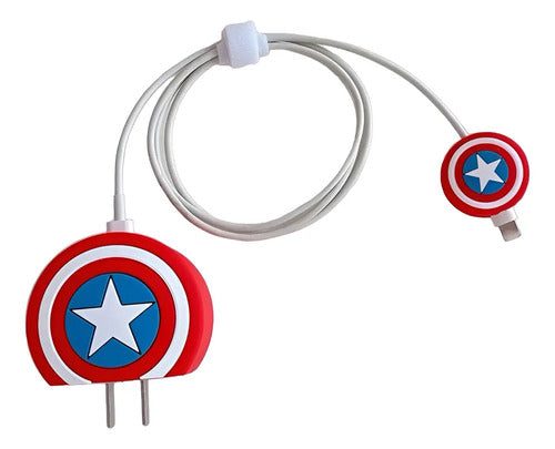 Protector Para Cable Capitán América iPhone 11 Pro, 12 Y 13 Rojo