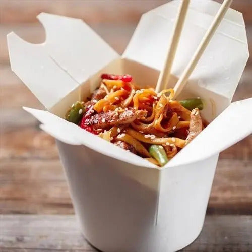 Caja Desechable Wok Carton 42oz 14.5x14.5x13cm - 50 Unidades Blanco
