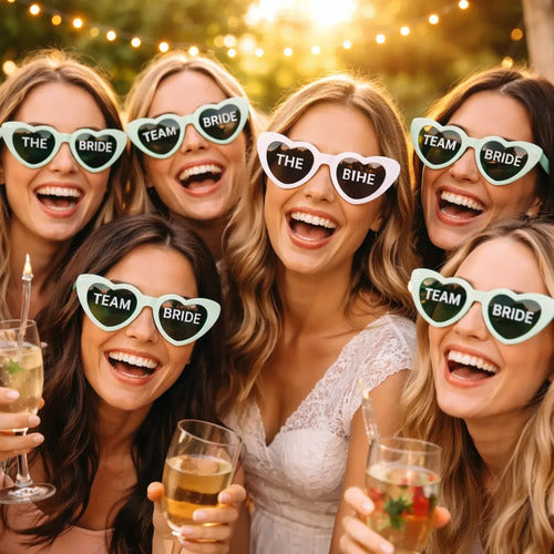 Gafas  Personalizadas Novia Y Damas De Honor X 6 Unidades Blanco/verde Oliva Despedida De Soltera
