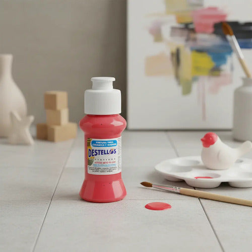 Pintura Cerámica Y Madera Destellos Color Rojo Primario