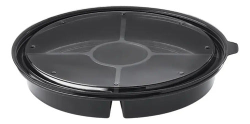 Plato Desechable Negro 4 Divisiones Con Tapa X 6 Unidades Negro