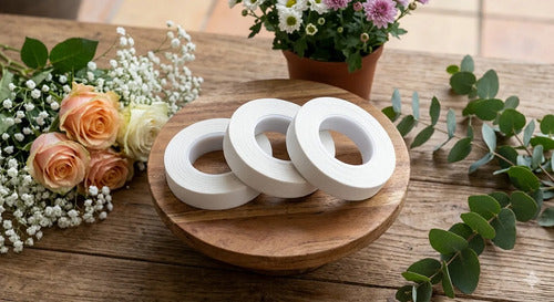Cinta Floraltape Floratex 1cm X 27 Metros - 3 Rollos Blanco Lisa