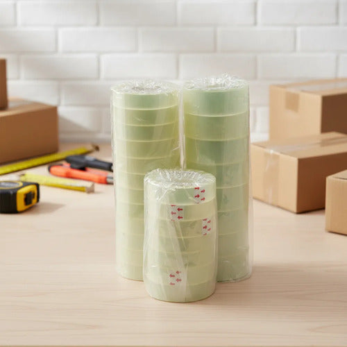 Cinta Delgada Pequeña Transparente 12mm X 5 Mts - 72 Rollos Transparente 12mm X 5mts