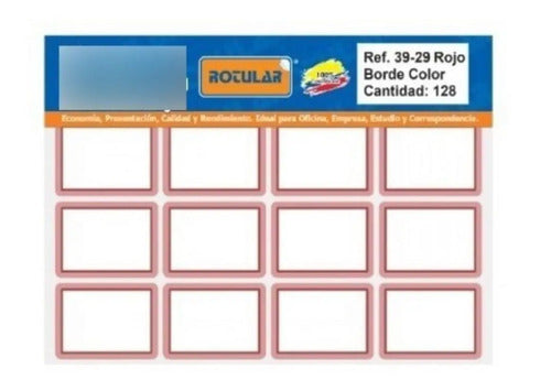 Rotulo Autoadhesivo Rojo 39x29mm X 128 Pcs - Ref. 39-29