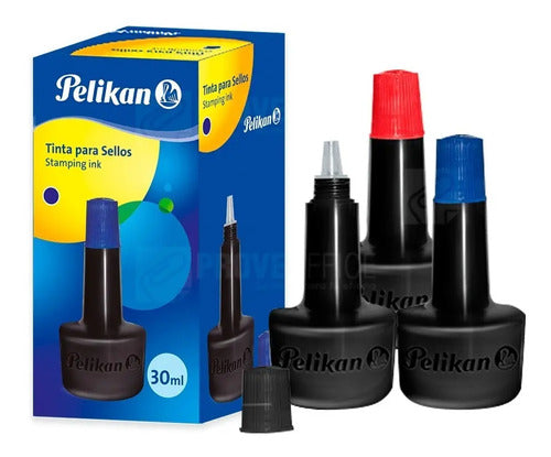 Tinta Para Sellos Pelikan 30 Ml - Negro, Azul Y Rojo