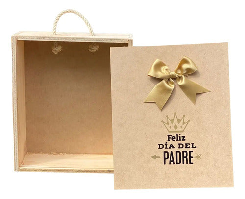 Caja Tapa Corrediza Madera Regalo Día Del Padre 28x24x9 Cm Madera