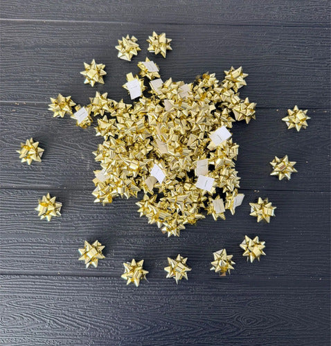 Moño Estrella Dorado Para Regalo Diametro 2.5cm X 90 Und