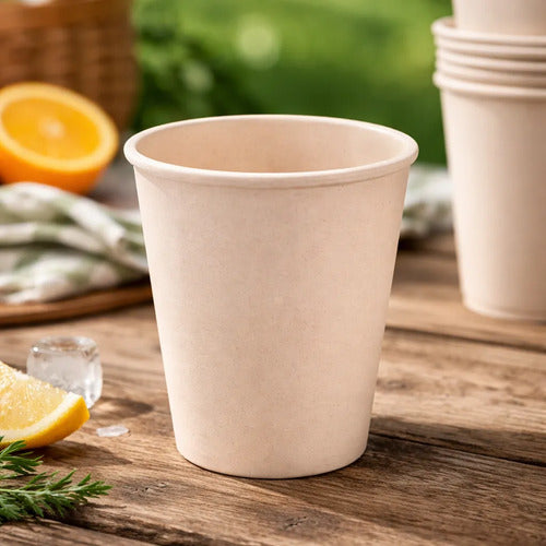 Vaso Ecológico De Caña 12 Oz Paquete X 50 Unidades Caqui Caña