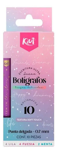 Boligrafo Pastel Kiut Punta Delgada 0.7mm X 10 Unidades Pastel