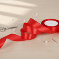 Cinta Roja Raso Tela Satin Moños 50 Mts X 2.5 Cm  Rojo
